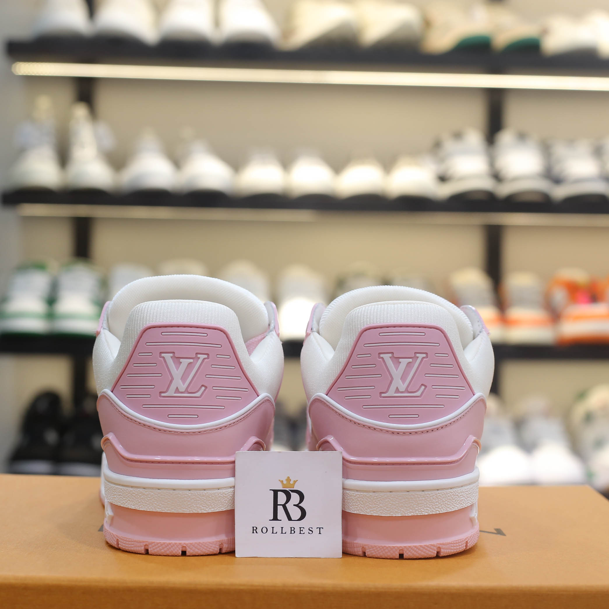 Giày Louis Vuitton Lv Trainer Monogram Denim Pink