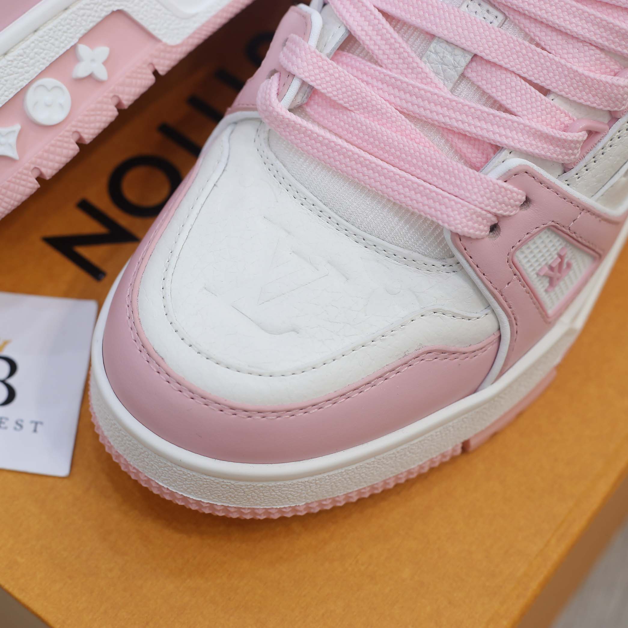 Giày Louis Vuitton Lv Trainer Monogram Denim Pink