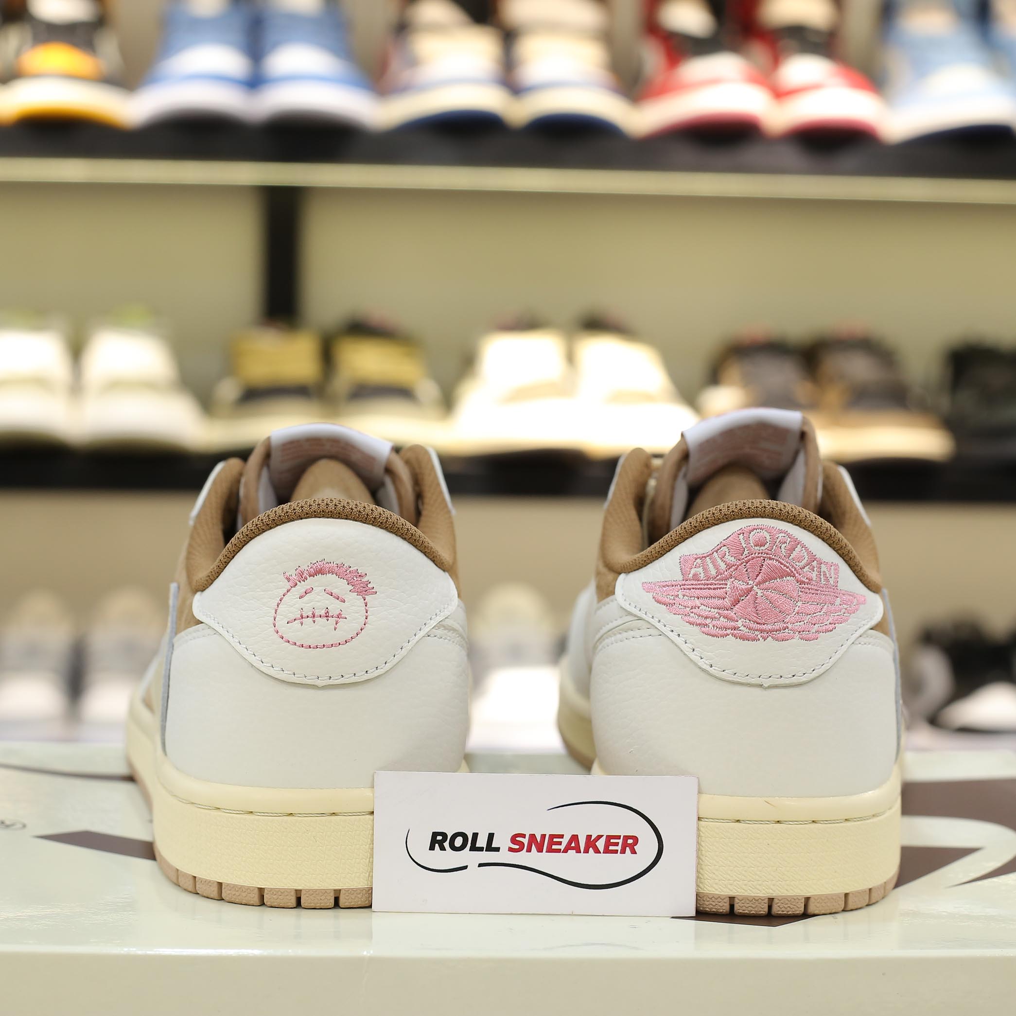 Giày Travis Scott X Air Jordan 1 Low Og Sail Shy Pink