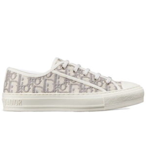 Giày WALK’N’DIOR SNEAKER Gray Stone Dior Oblique Embroidered Cotton