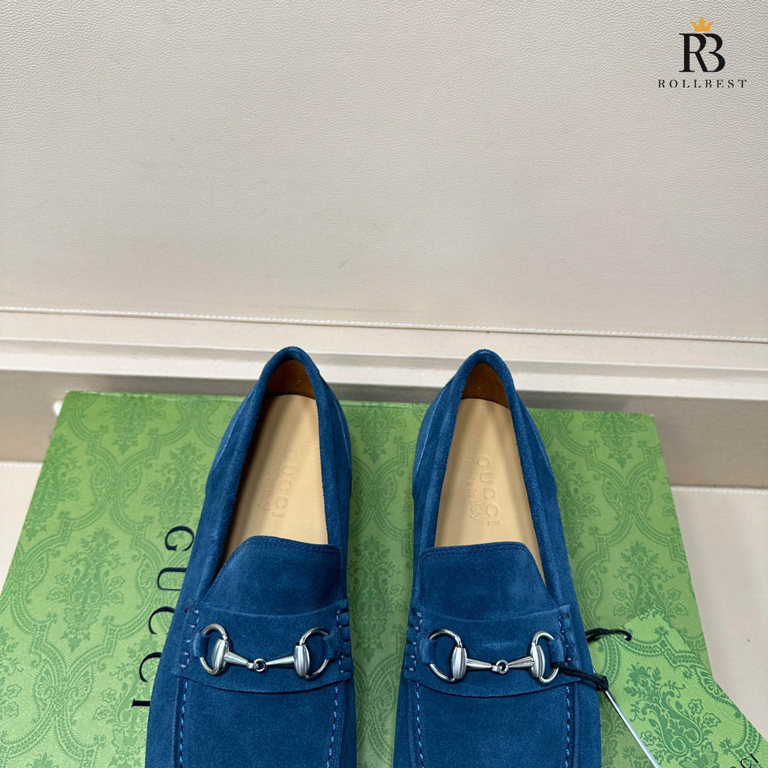 Gucci Men's Loafer With Horsebit Blue Suede