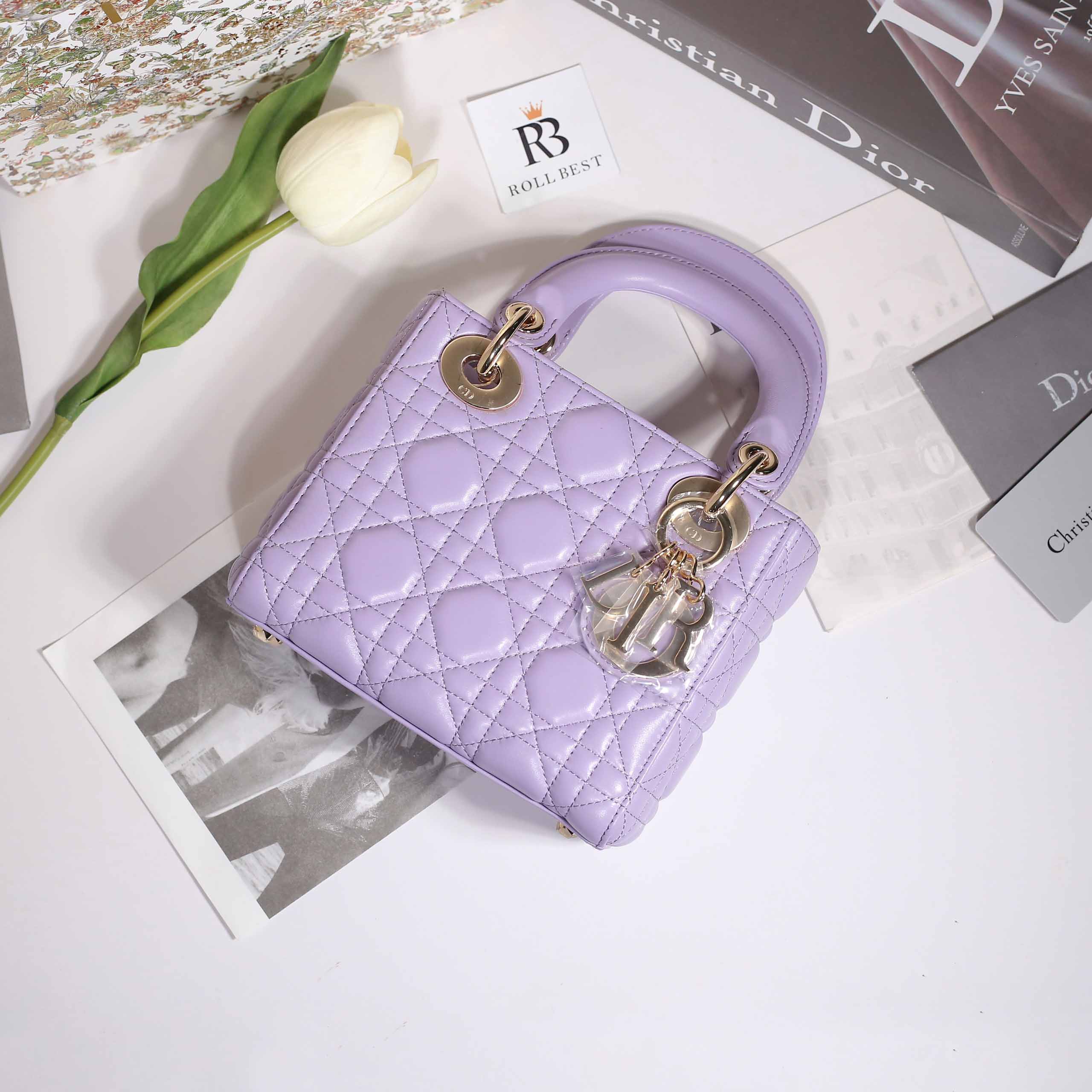 Túi Dior Mini Lady Bag Lilac Cannage Lambskin