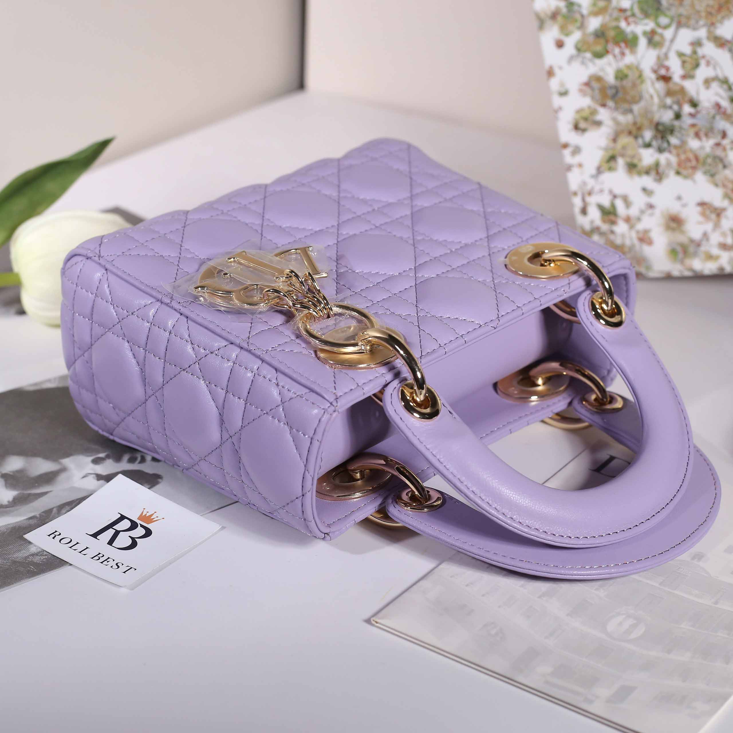 Túi Dior Mini Lady Bag Lilac Cannage Lambskin