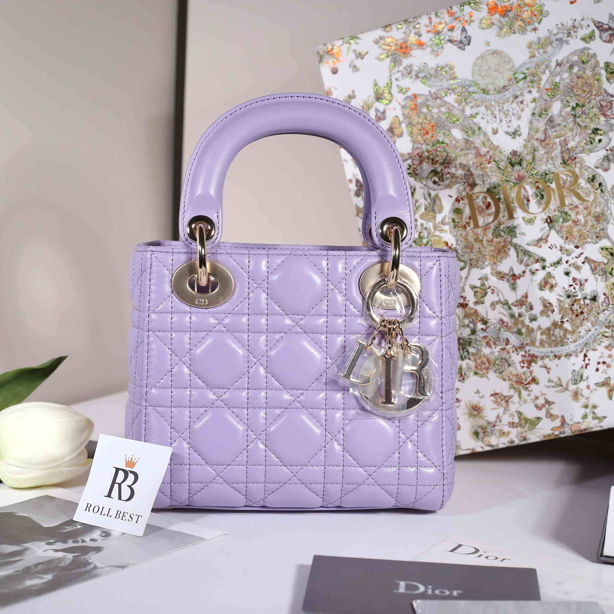 Túi Dior Mini Lady Bag Lilac Cannage Lambskin