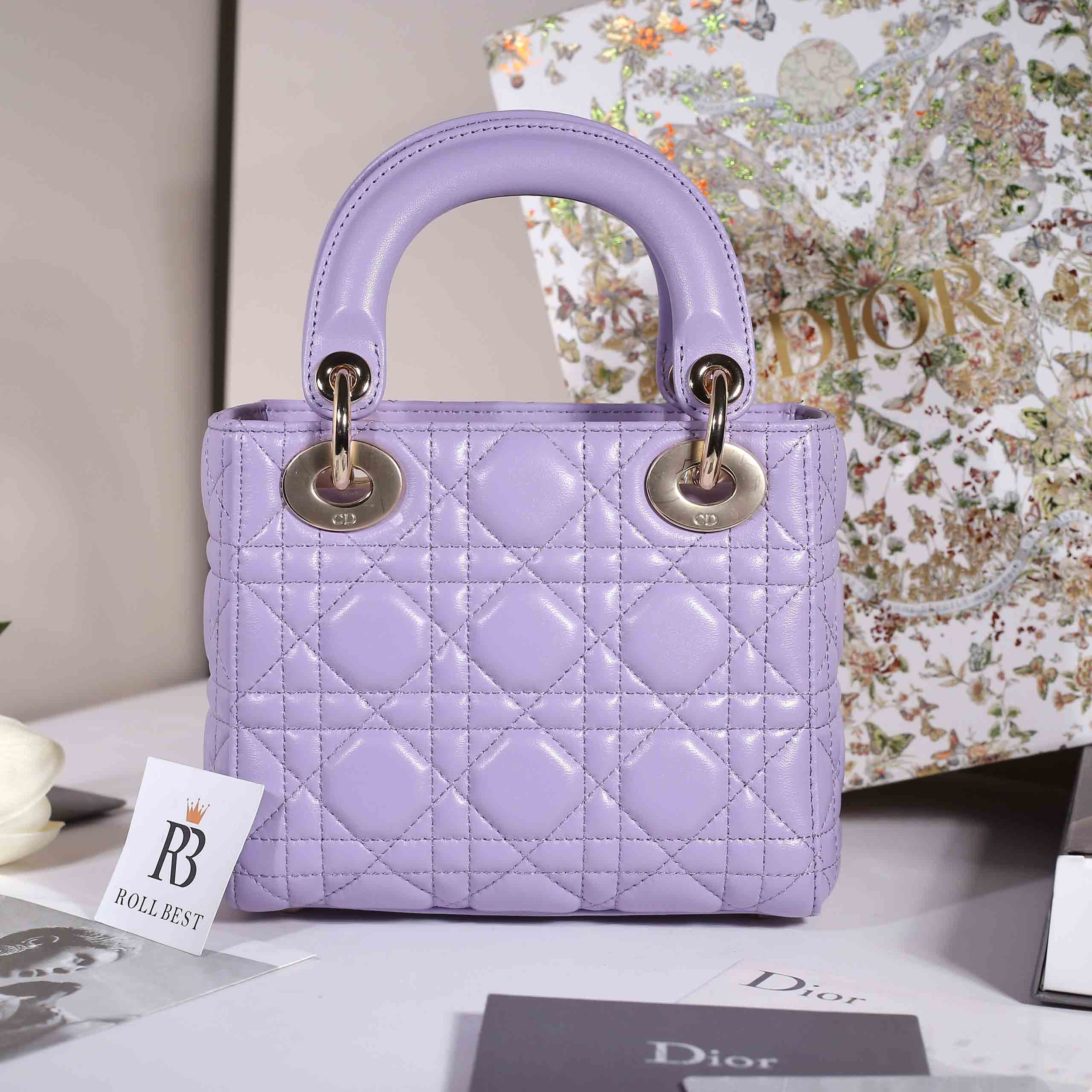 Túi Dior Mini Lady Bag Lilac Cannage Lambskin