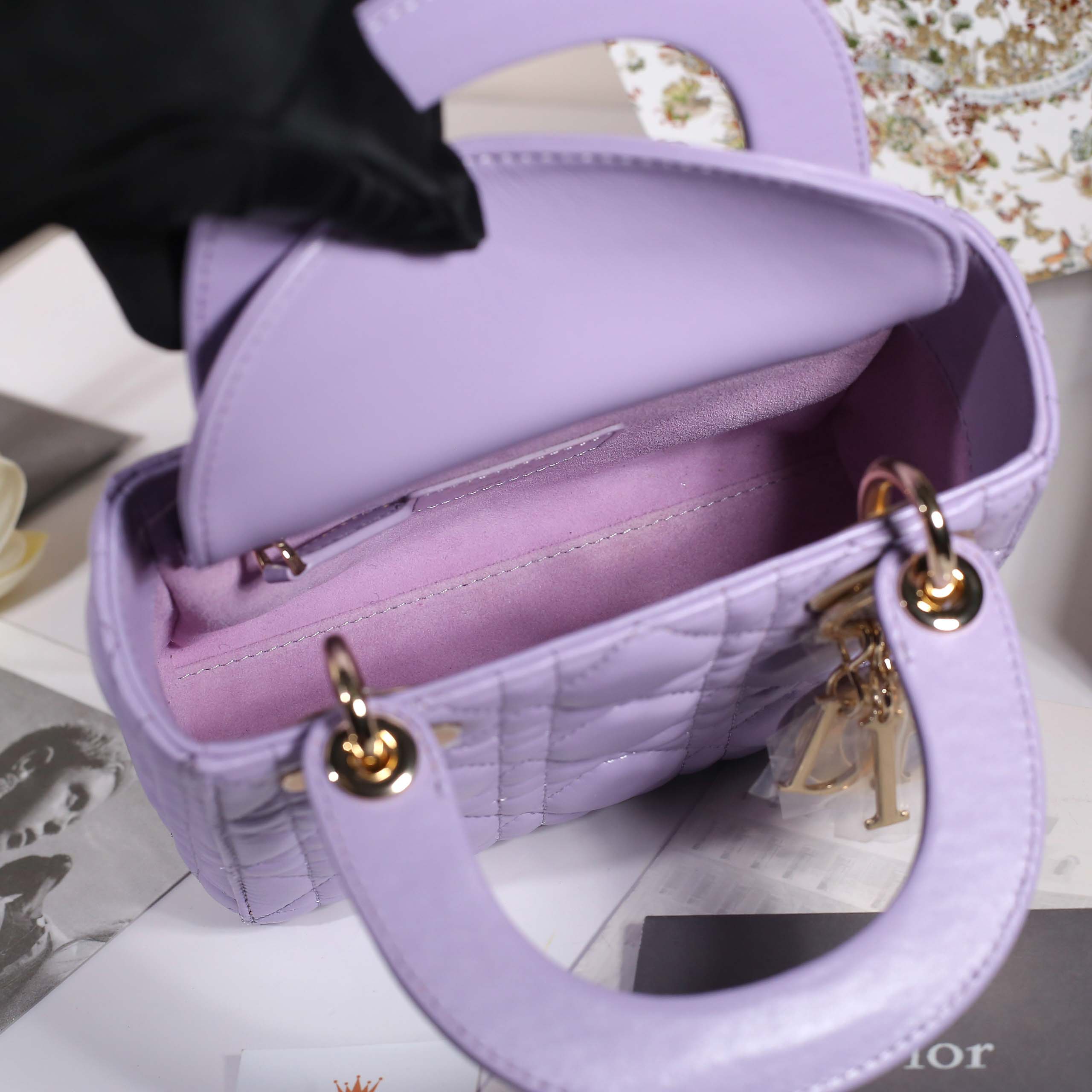 Túi Dior Mini Lady Bag Lilac Cannage Lambskin