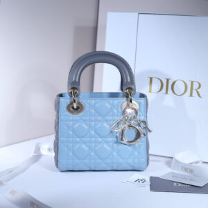 Túi Dior Small Lady Dior Bag Two-Tone Gray and Slate Blue Cannage Lambskin