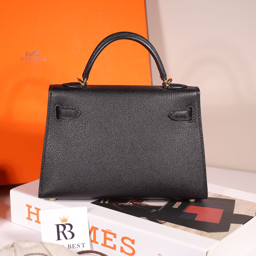 Túi Hermes Mini Kelly II handbag in Black Epsom leather with Gold hardware