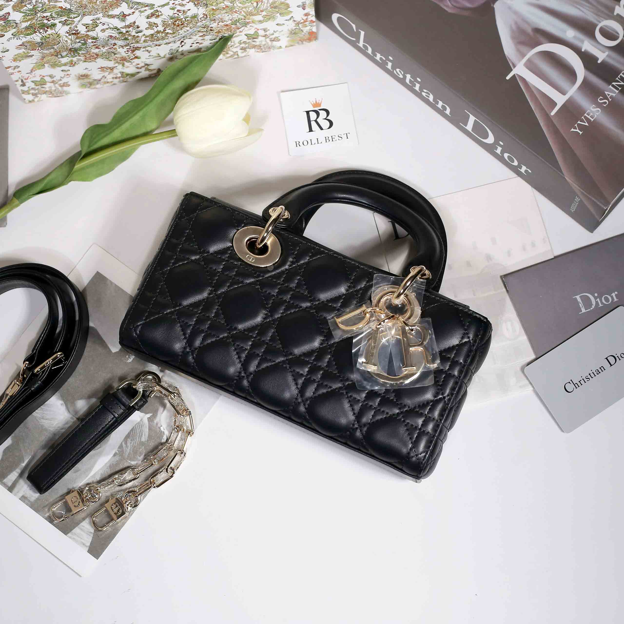 Túi xách Dior Small D-Joy Bag Black Cannage Lambskin Women