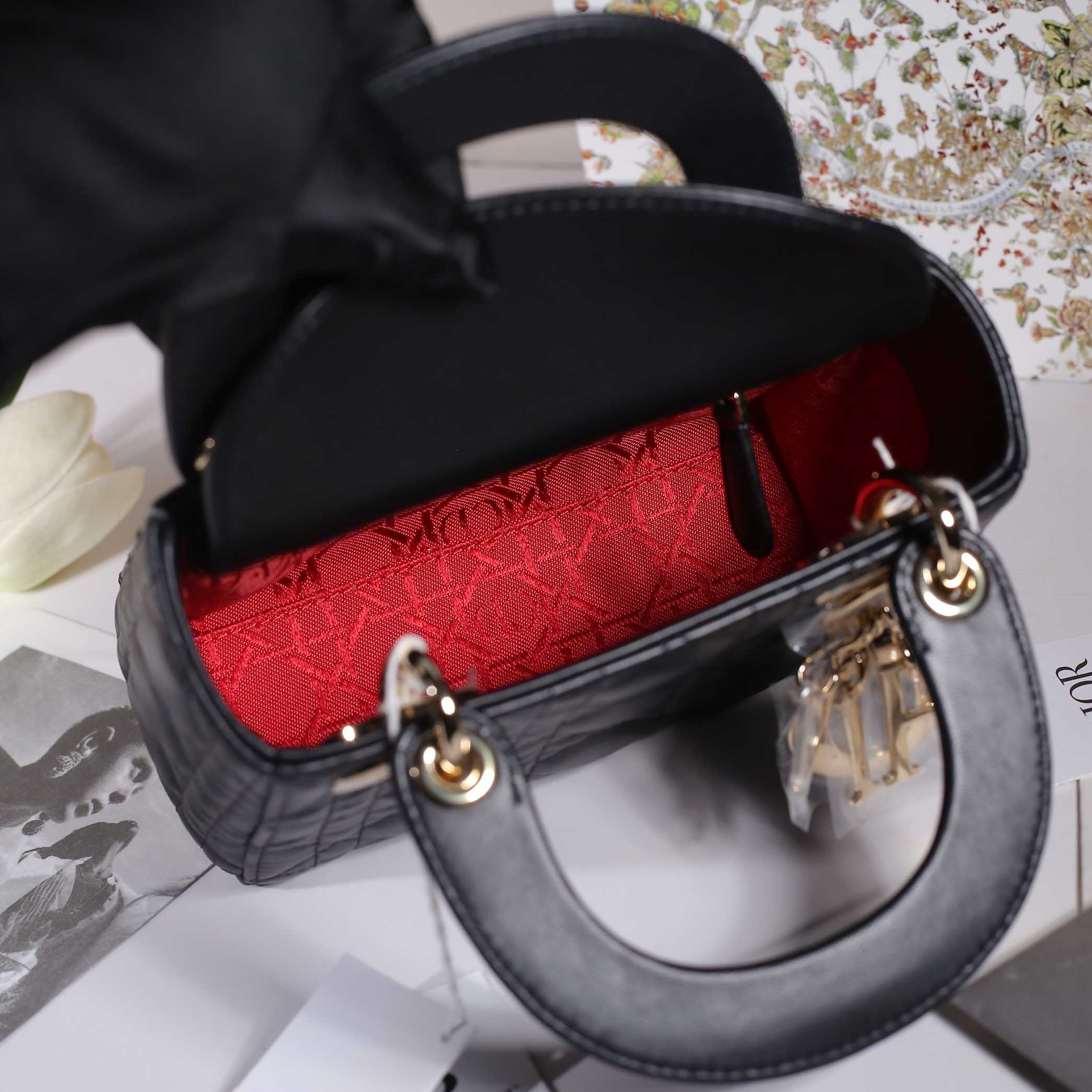 Túi Xách Mini Lady Dior Bag Black Cannage Lambskin