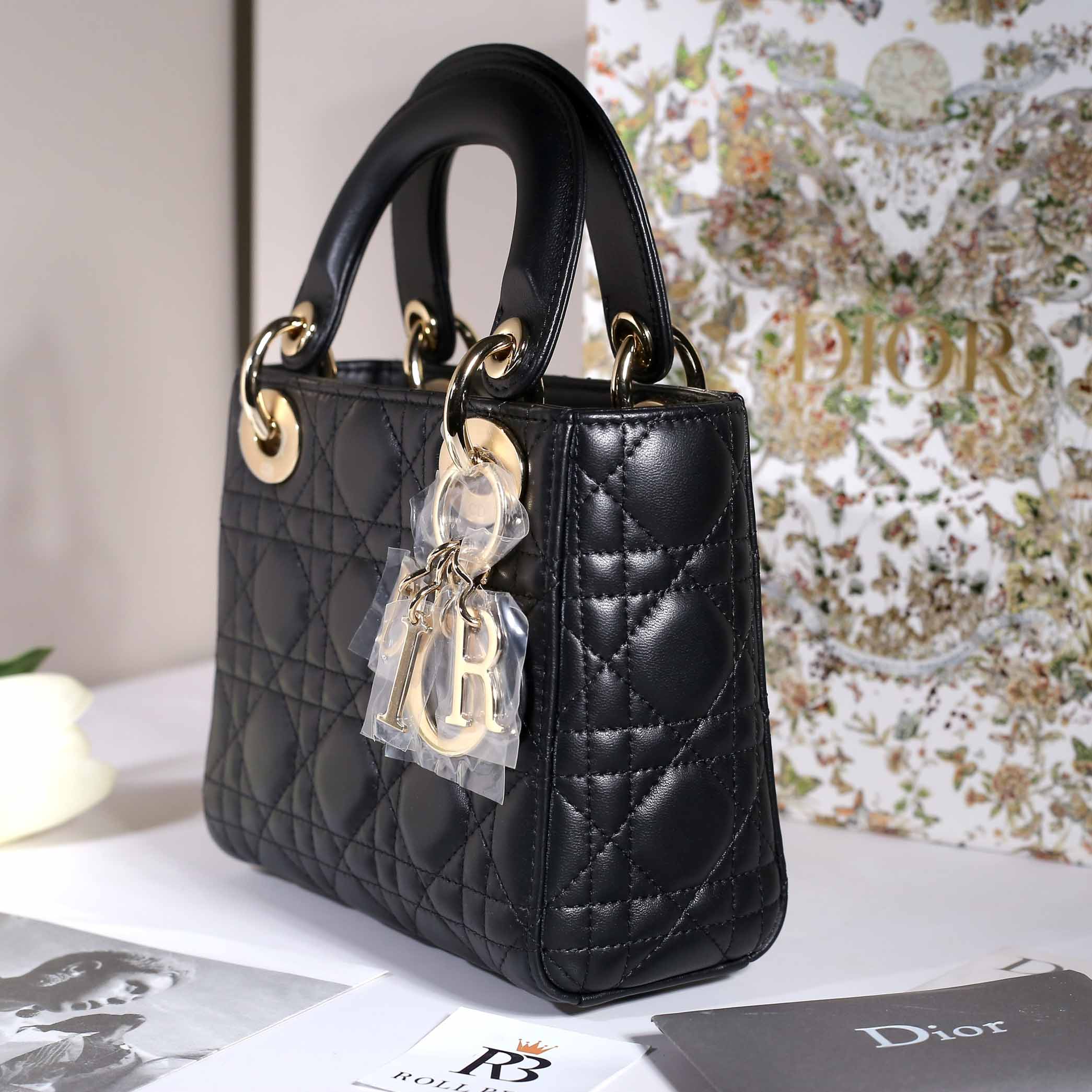 Túi Xách Mini Lady Dior Bag Black Cannage Lambskin