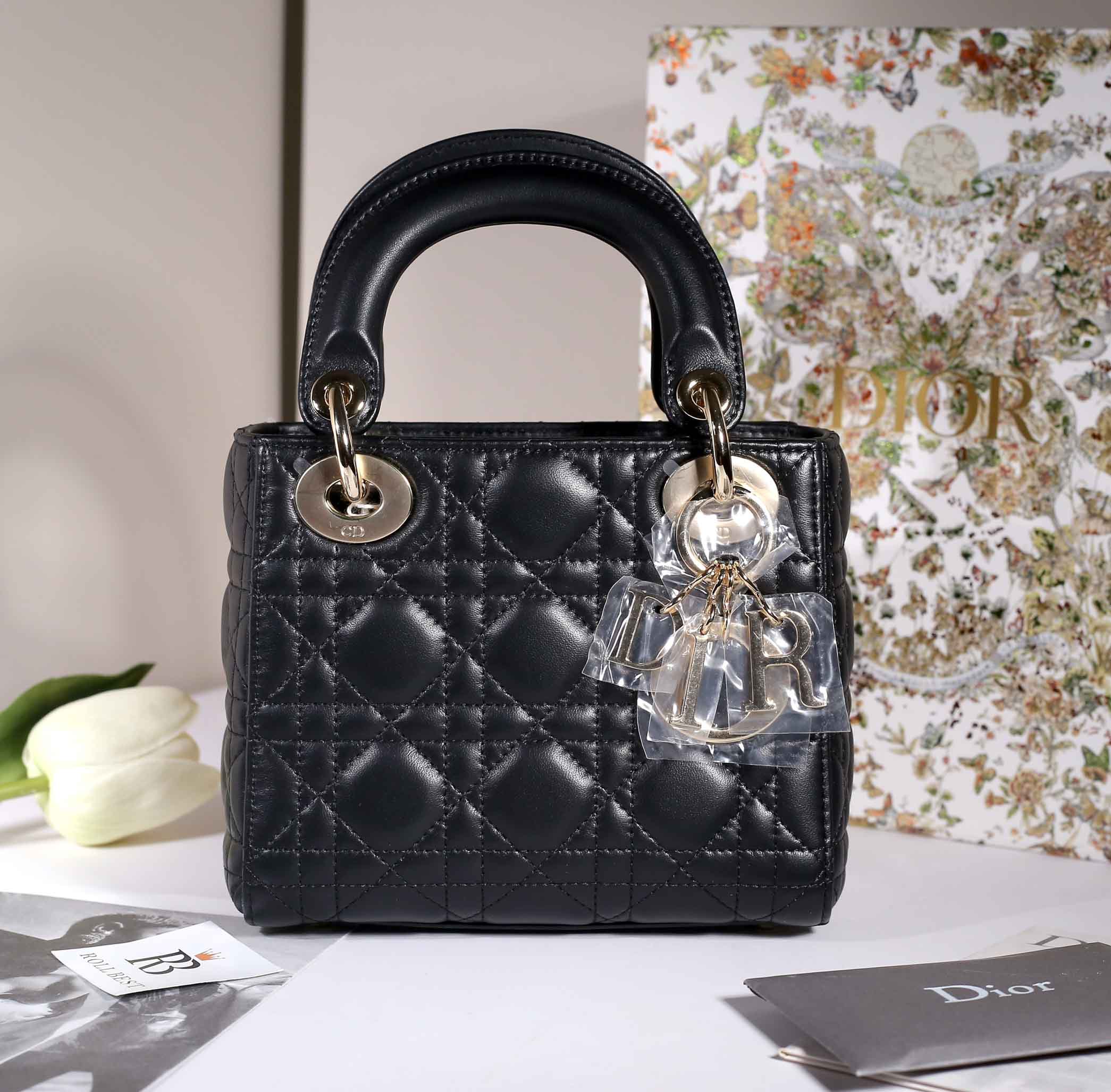 Túi Xách Mini Lady Dior Bag Black Cannage Lambskin