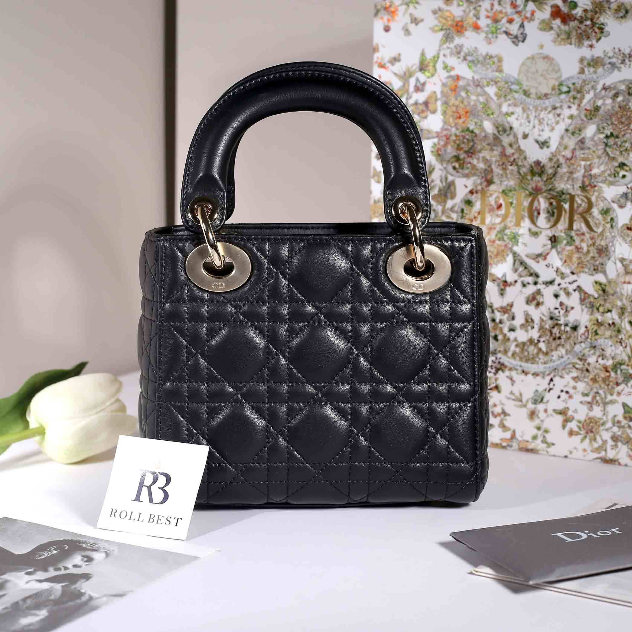 Túi Xách Mini Lady Dior Bag Black Cannage Lambskin