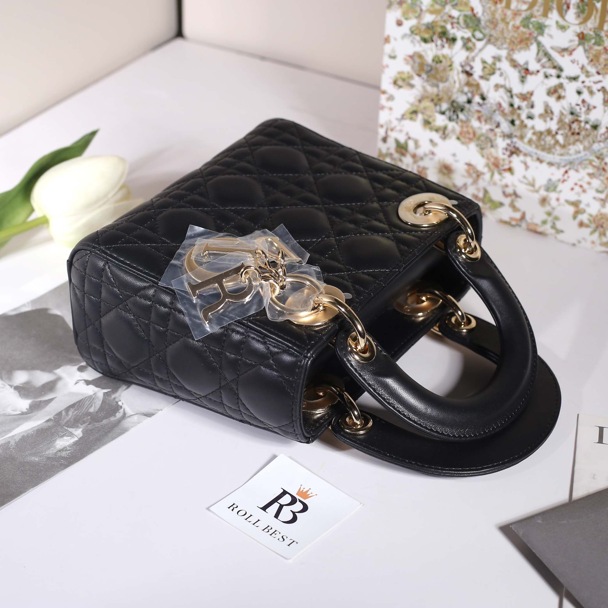 Túi Xách Mini Lady Dior Bag Black Cannage Lambskin