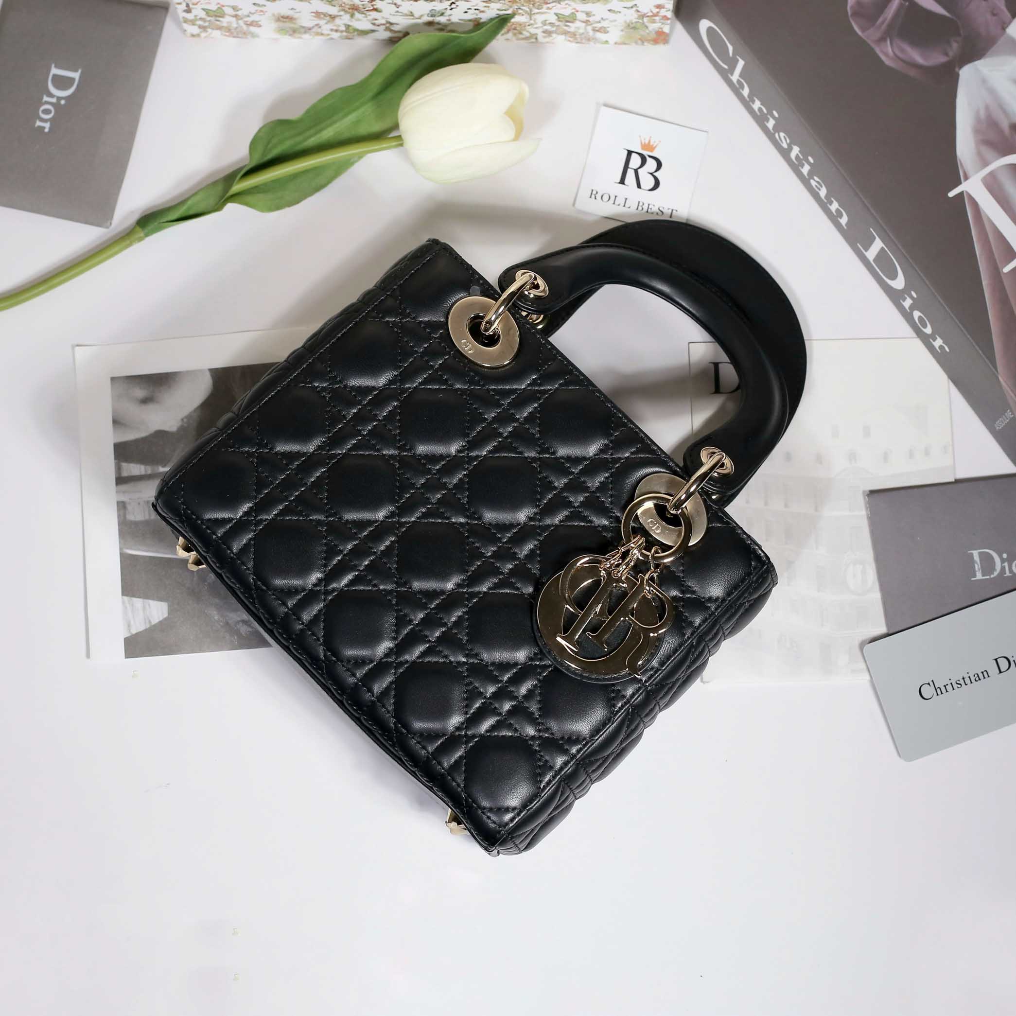 Túi Xách Mini Lady Dior Bag Black Cannage Lambskin