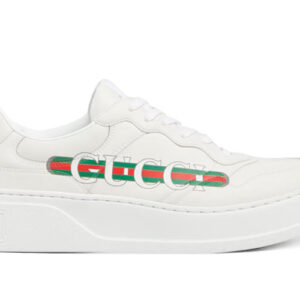 Giày Gucci Chunky Sneaker White Demetra Logo Gucci Web Print Trắng