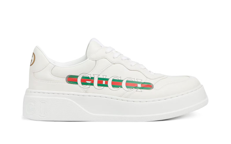 Giày Gucci Chunky Sneaker White Demetra Logo Gucci Web Print Trắng