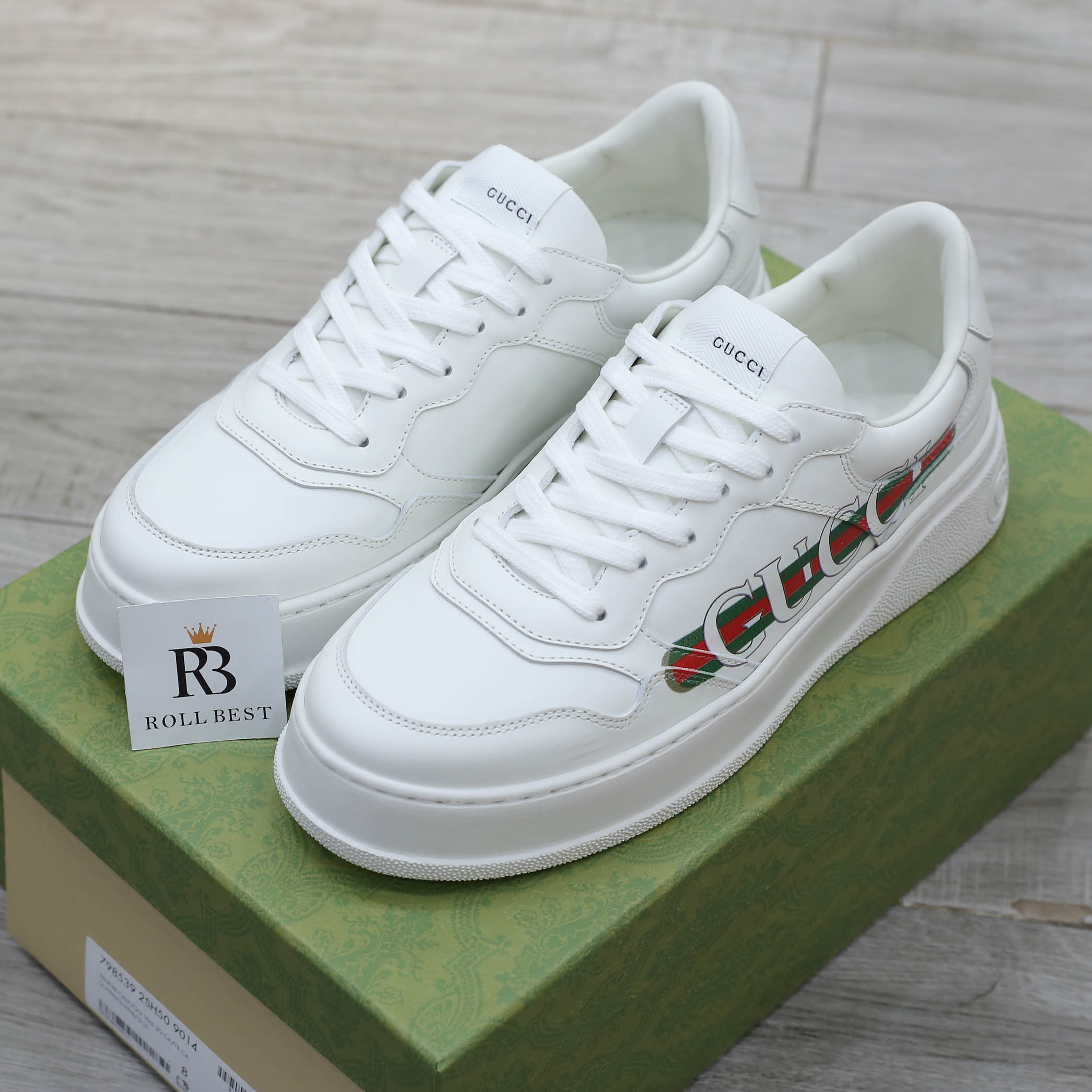 Giày Gucci Chunky Sneaker White Demetra Logo Gucci Web Print Trắng