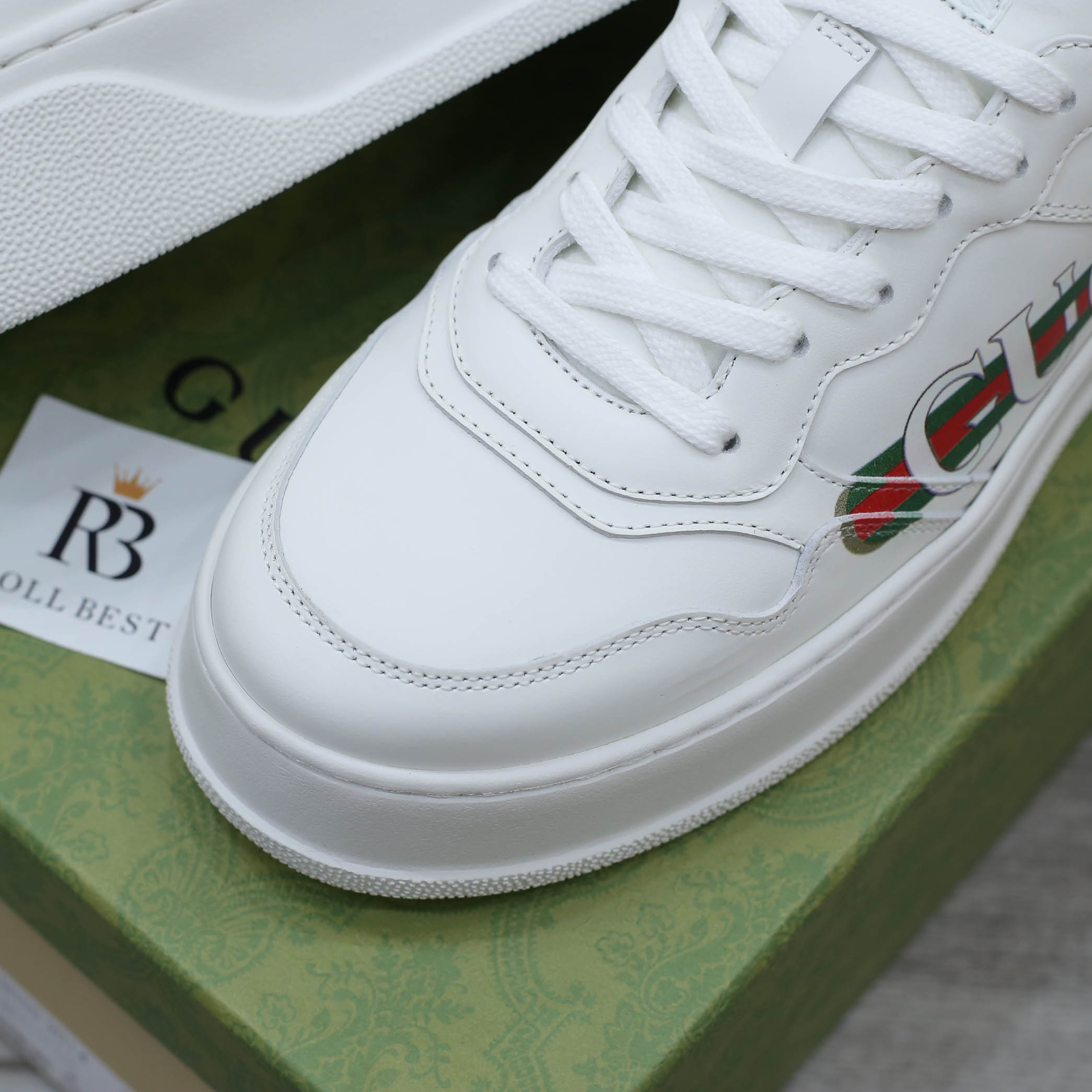 Giày Gucci Chunky Sneaker White Demetra Logo Gucci Web Print Trắng