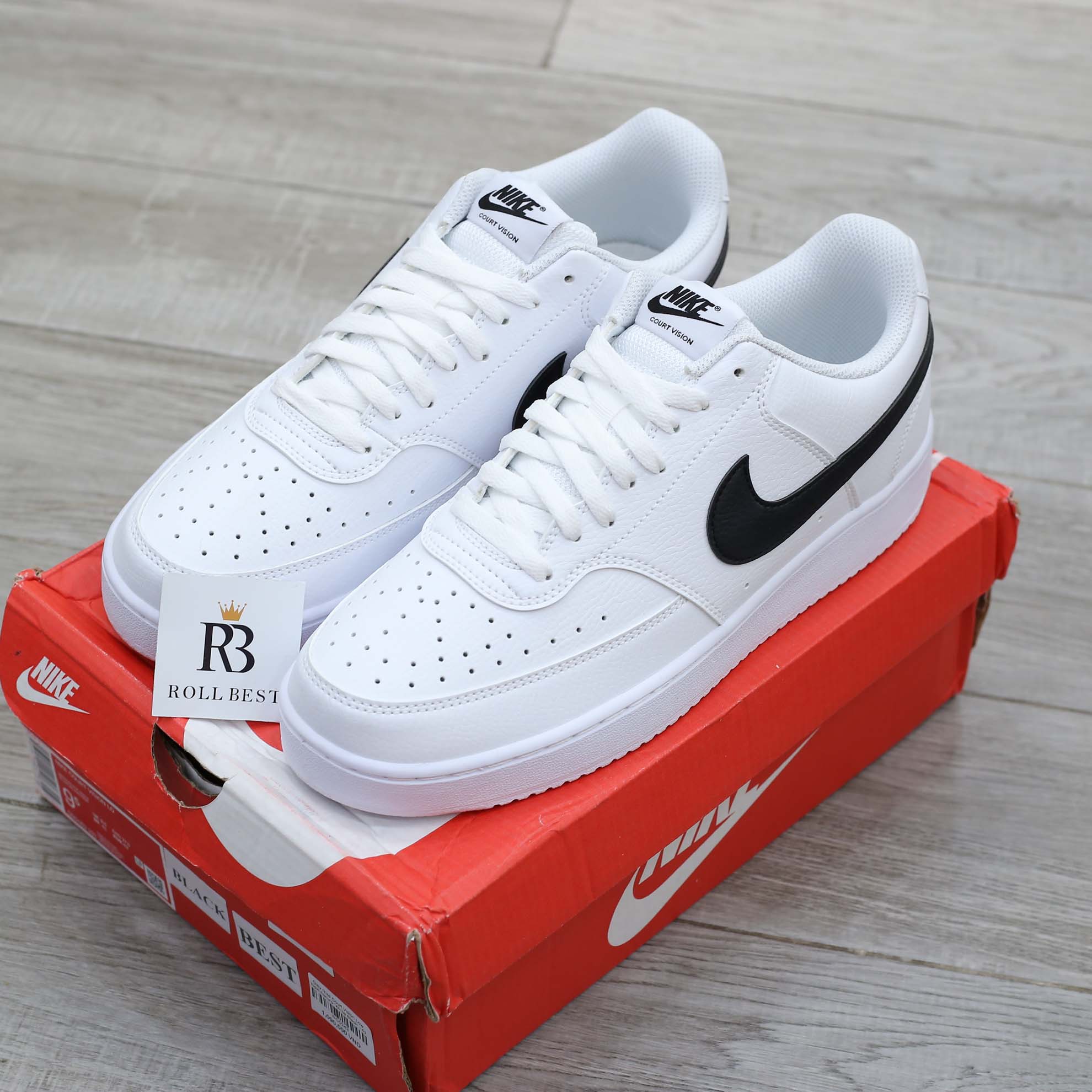 Giày Nike Court Vision Low Next Nature White Black Swoosh