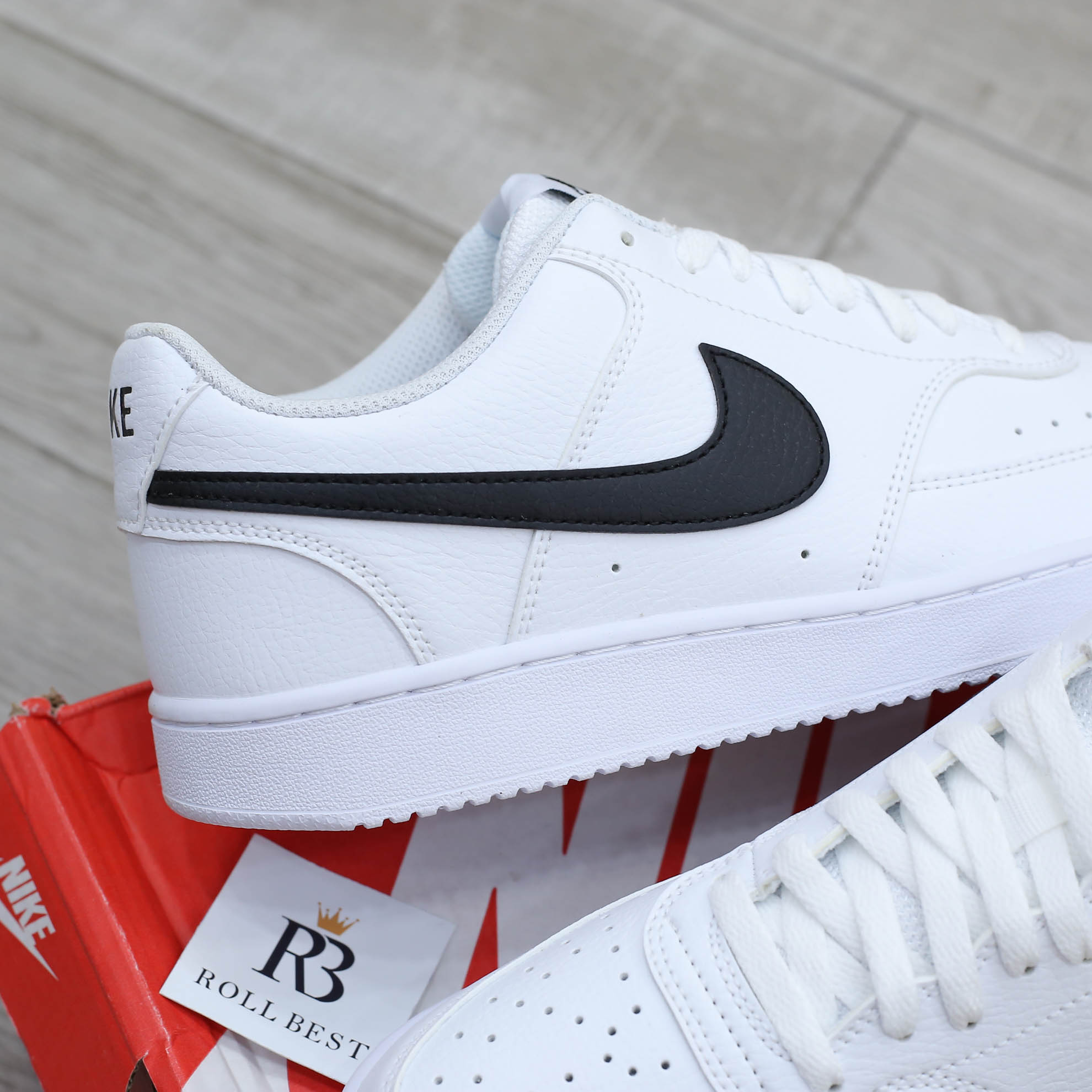 Giày Nike Court Vision Low Next Nature White Black Swoosh