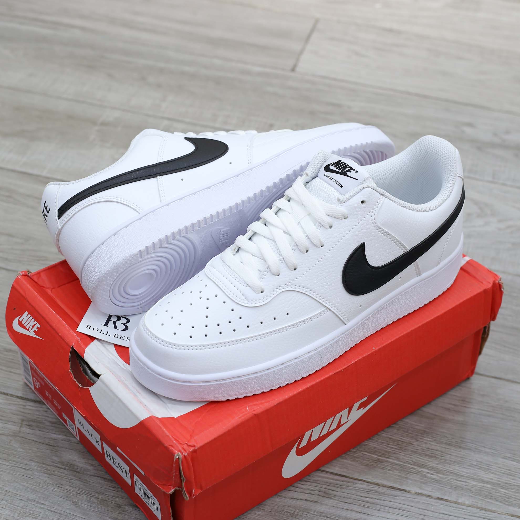 Giày Nike Court Vision Low Next Nature White Black Swoosh